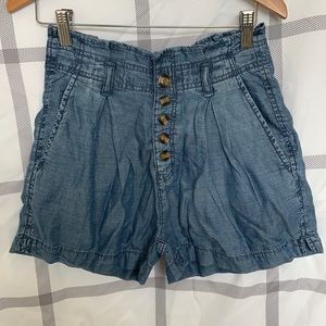 blue jean flannel shorts